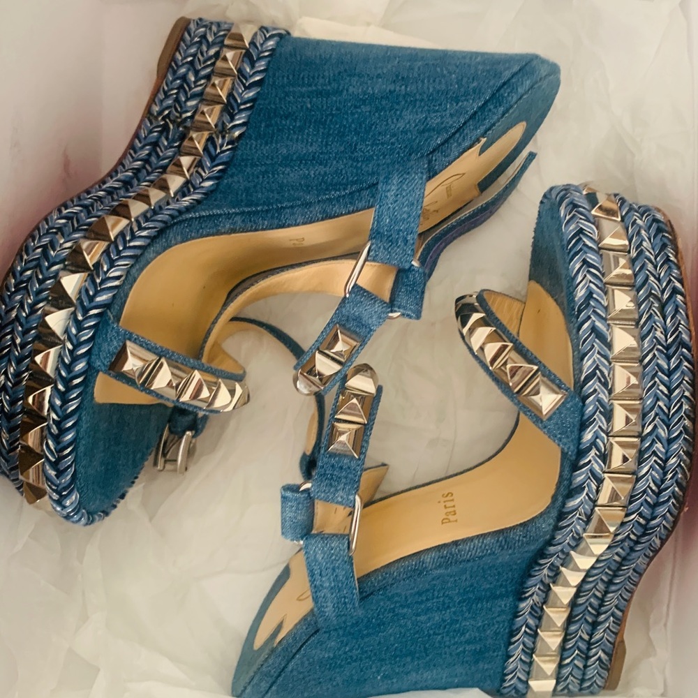 Christian Loubiutin Denim Wedges